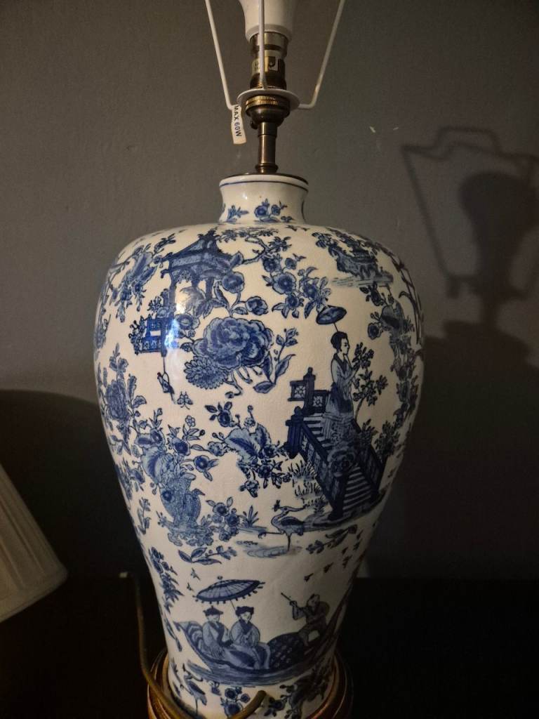 Pair of large antique reproduction lamps
