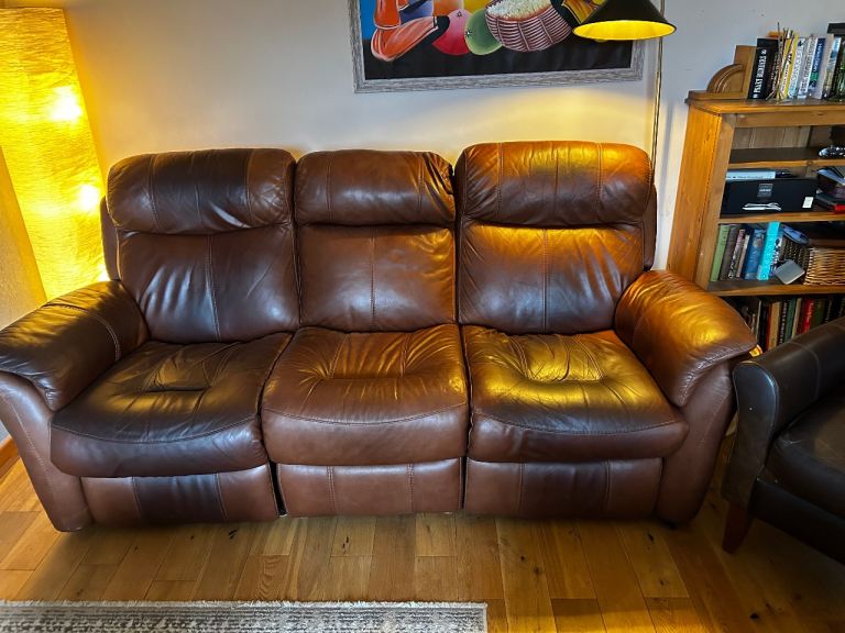 Brown leather reclining sofa Free!!