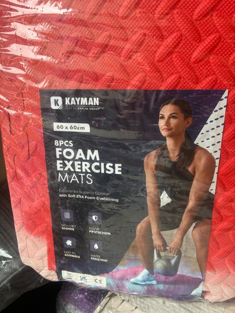 KAYMAN 8pc Foam Exercise Mats – New, Red