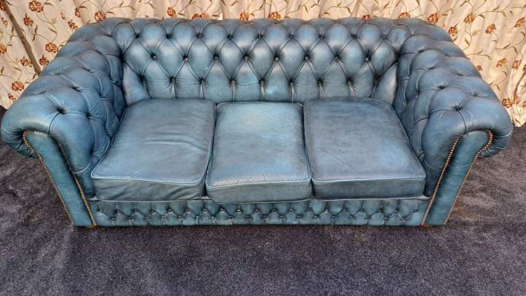 image for Blue Chesterfield 3 seater sofa 