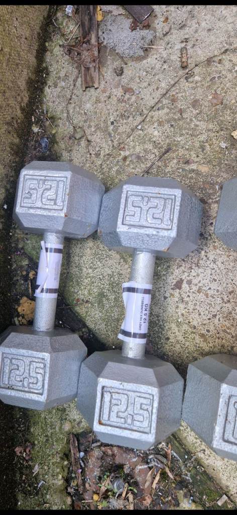 12.5 kg set of Hex metal dumbells 