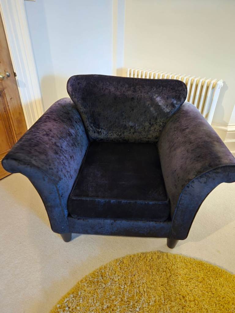 DFS Black Crushed Velvet Lounge Chair