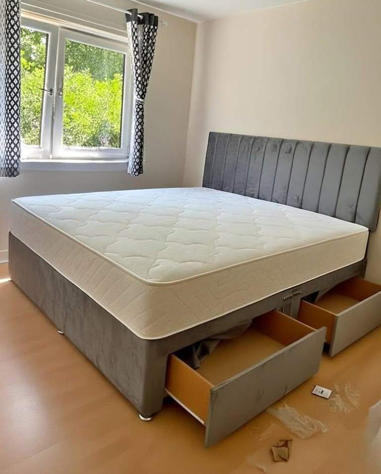 EXPRESS HOME PICK ~ Divan 6FT Super King Bed Base With Mattress & opt-storage ~ SAME DAY DISPATCH