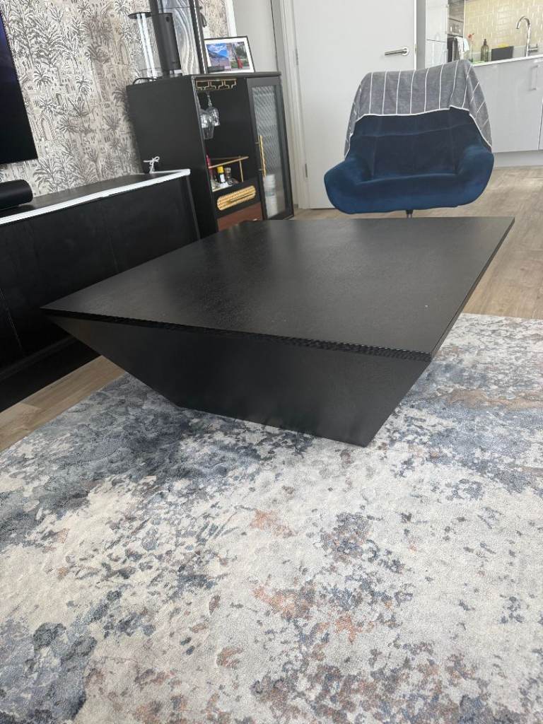 Stylish Black Wooden Coffee Table with Storage