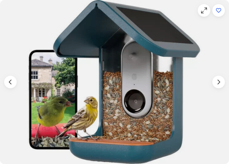 BIRDBUDDY SMART CAMERA BIRD FEEDER with SOLAR ROOF IN BLUE AND WALL MOUNT BNIB