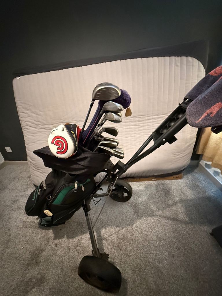 Complete Golf Club Set with Bag and Push Trolley