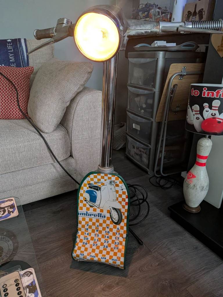 Unique lambretta floor lamp Scooter Headlight Lamp – Silver