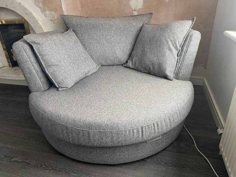 DFS Light Grey Fabric Swivel Seat