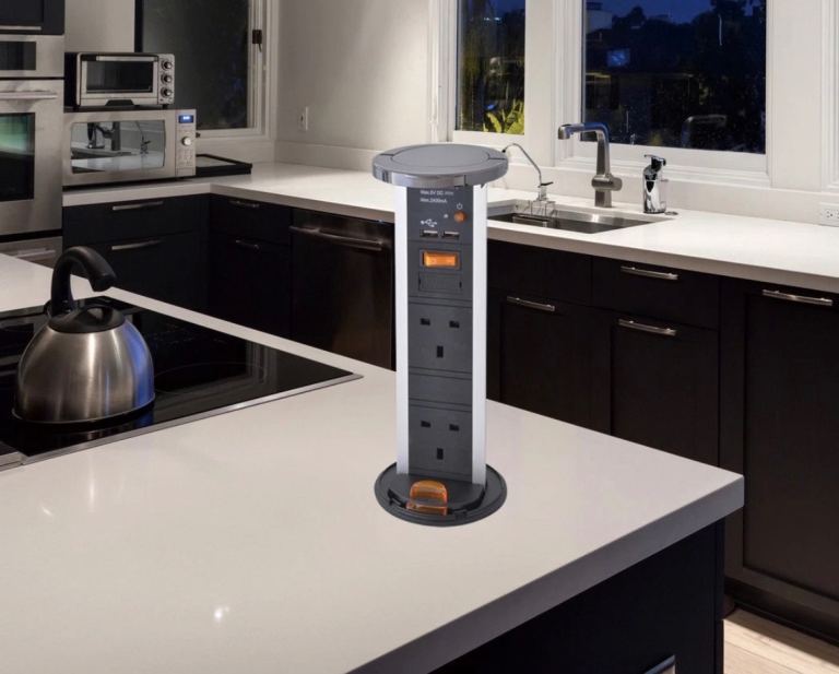 2 x Kitchen worktop pull up socket & USB socket unit.