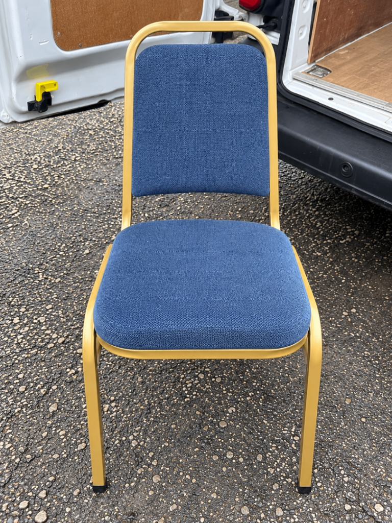 🔥 200+ BLUE & GOLD PADDED BANQUET CHAIRS FOR SALE | £20 EACH | WEDDING, EVENT, RESTAURANT etc