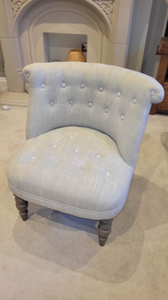 Upholstered slipper/accent chair duck egg blue