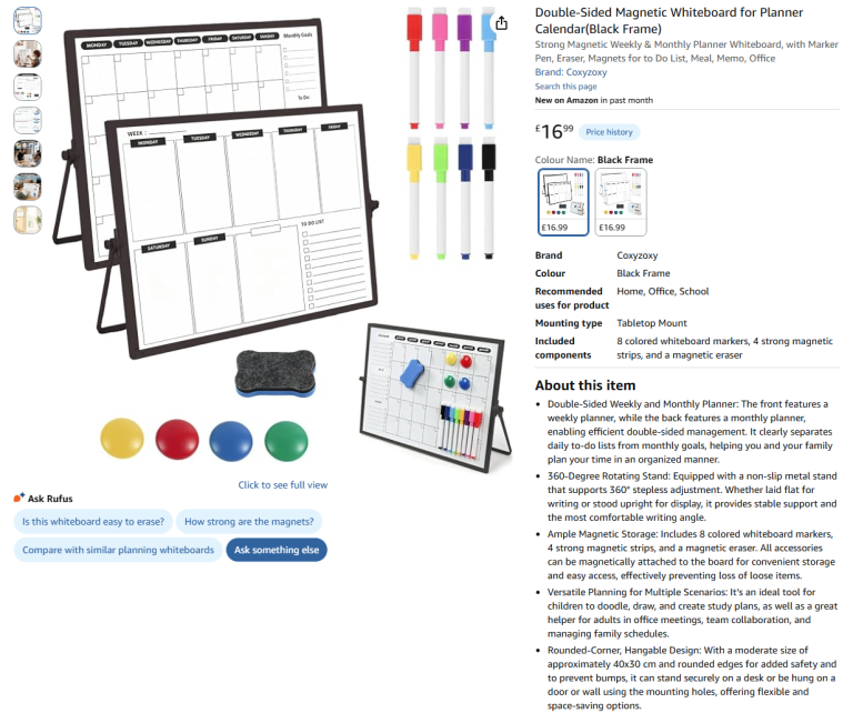 Brand New Sealed Double-Sided Magnetic Planner Whiteboard Set - 50% Off!