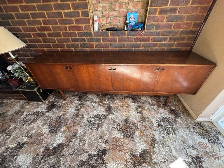 Long Wooden Sideboard with Drawers and Cupboards – Good Condition