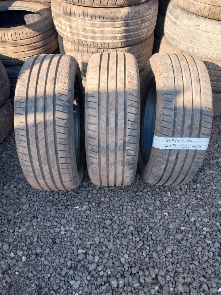 205 55 R16 Bridgestone  - set of 3 part worn tyres 