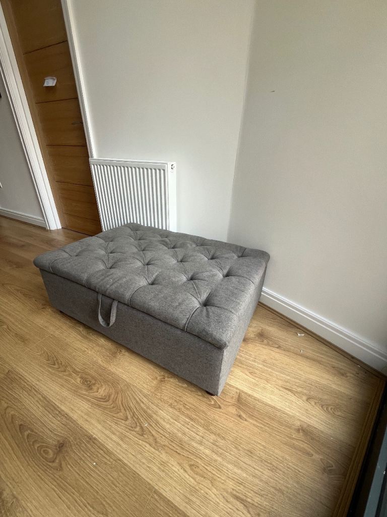 Footstool Ottoman Fold Out Single Bed (Grey)