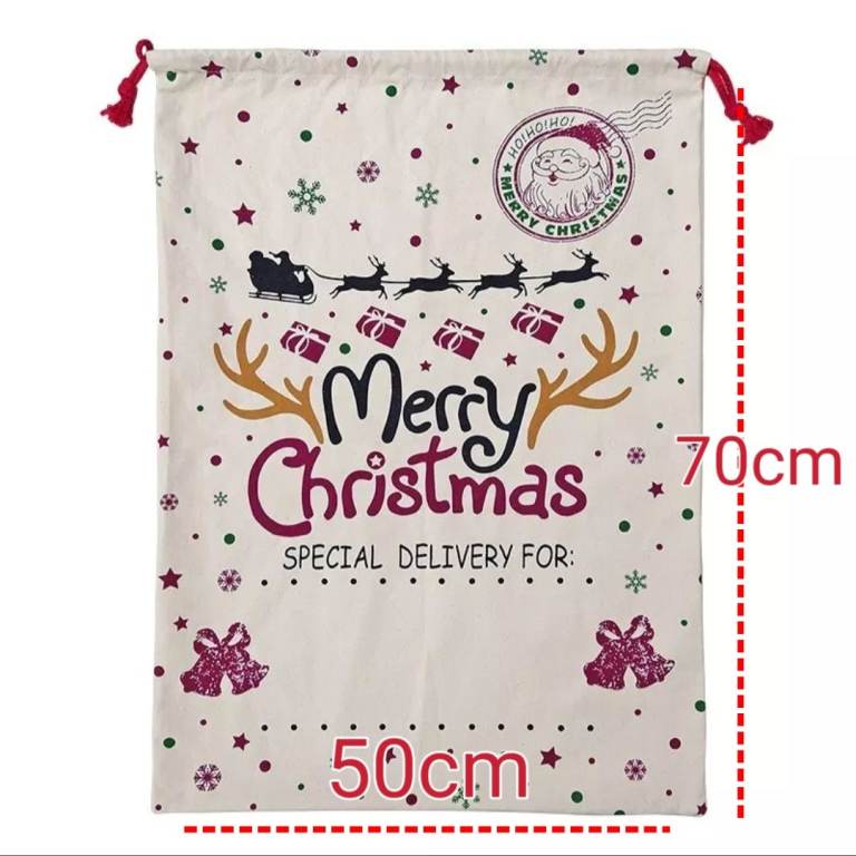 North Pole Sack Merry Christmas Sack santa gifts large Sack 50cm x 70cm