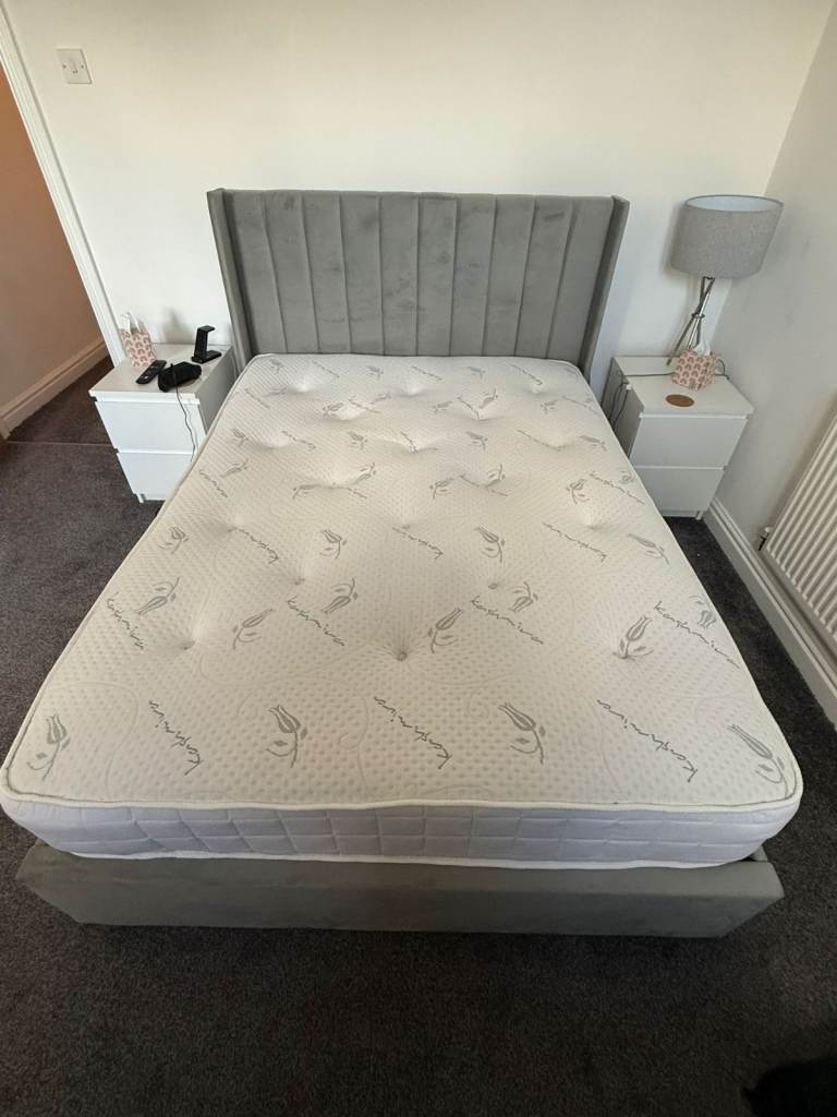 Grey Double Ottoman Storage Bed (optional mattress)  bottom lifter