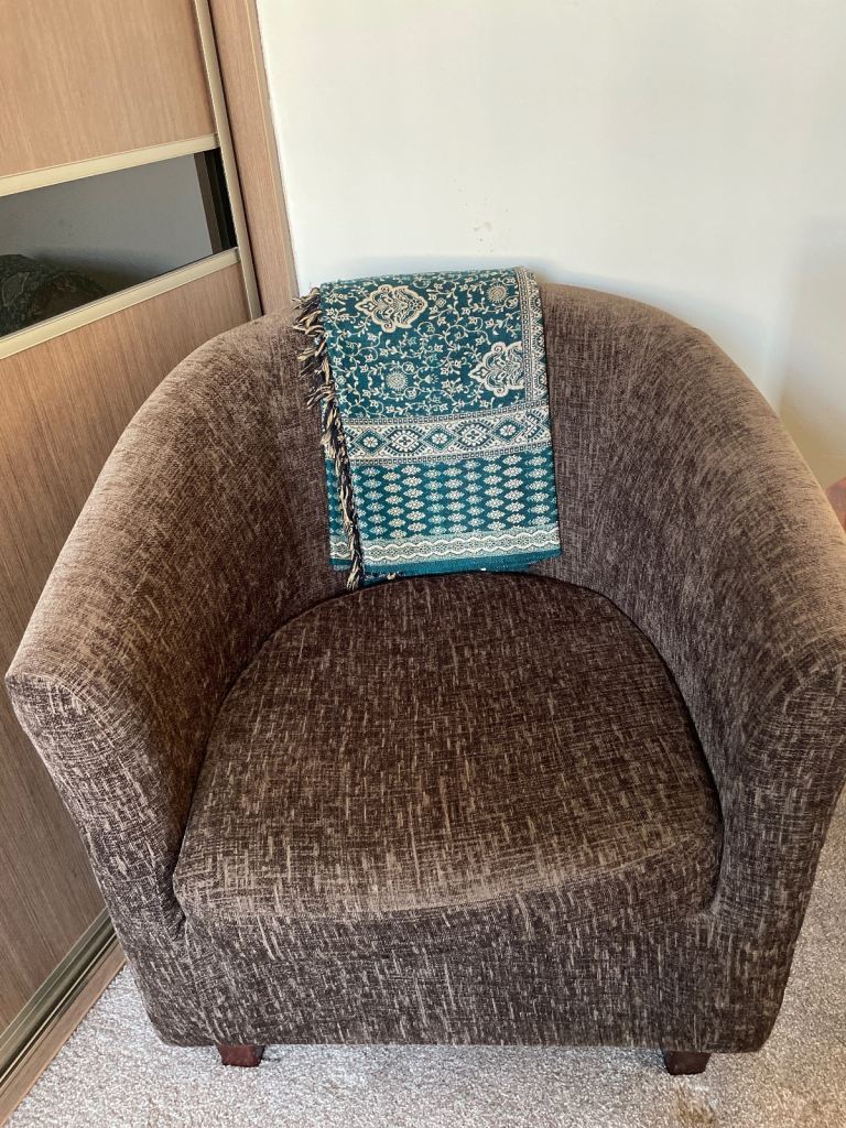 Dunelm mill brown cosy armchair 