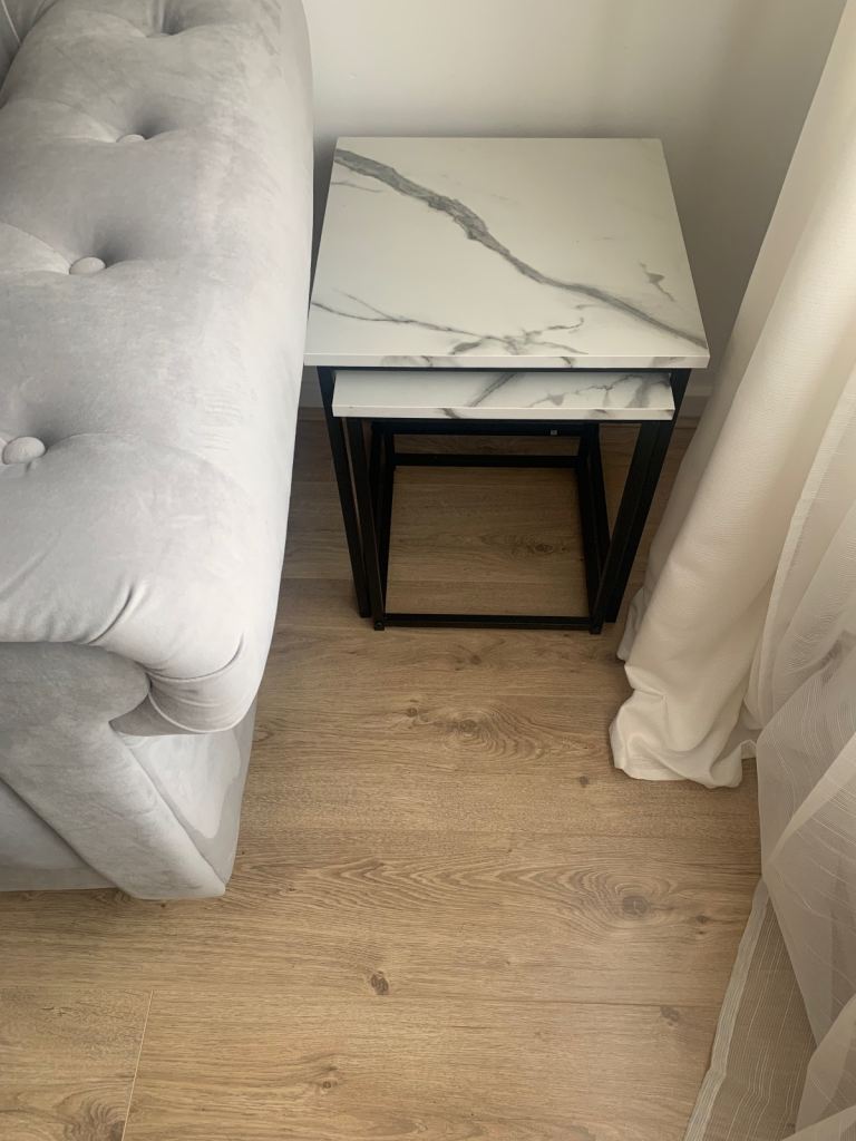 Nest of Tables – Marble Effect, Black Metal Frame