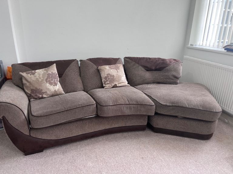 Brown sofa set for sale with stool 