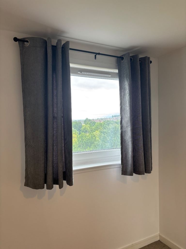 Pair of Grey Eyelet Curtains – Good Condition
