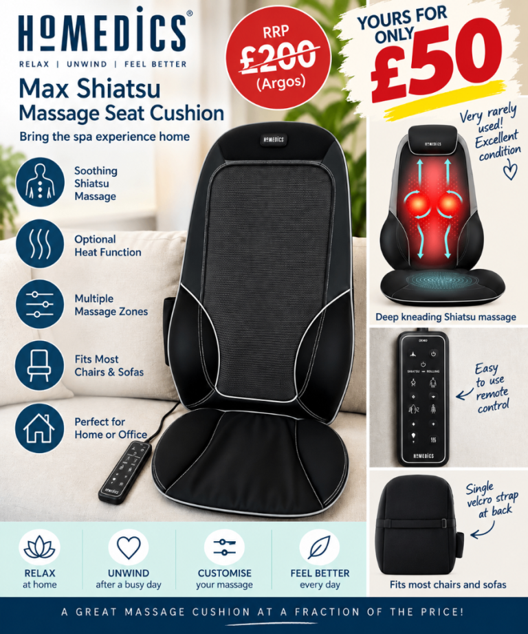HoMedics Max Shiatsu Massage Seat Cushion – £50