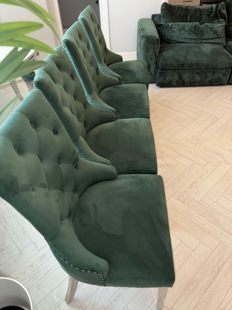 Belgravia green velvet knocker back dining 
