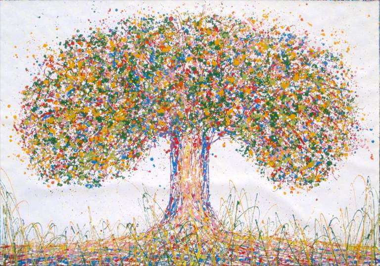 Abstract Original Tree Painting on Very Big 159x112cm Canvas | Modern Wall Art + Free Shipping