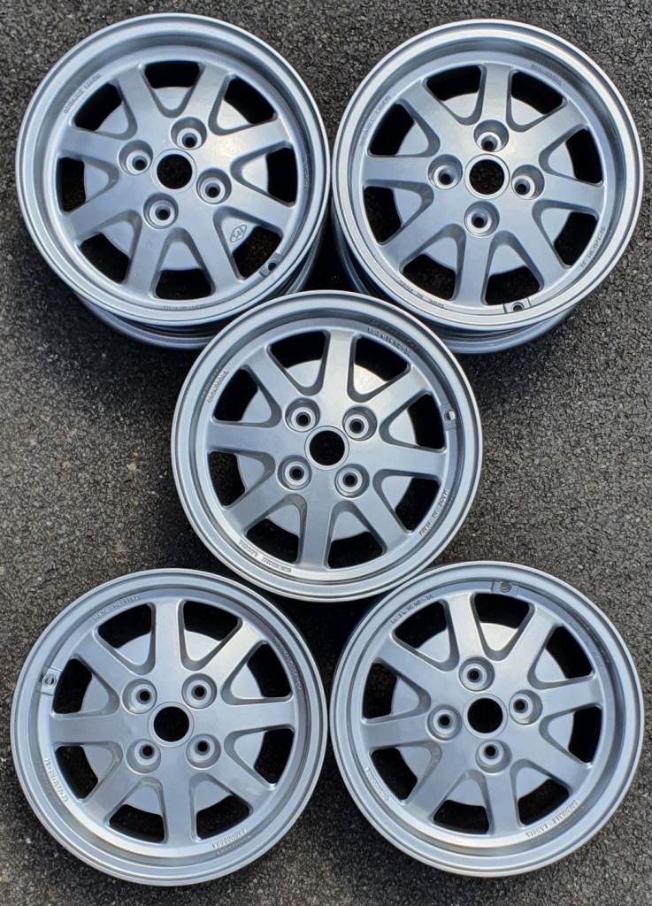 14" ORIGINAL LANCIA CROMODORA SILVER RIMS FULL SET 4x98 ET34 5.5J FULLY REFURB