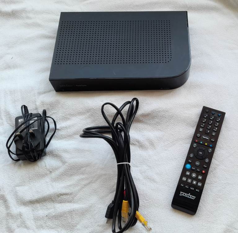 YouView Set Top Box with Remote and Cables – Good Condition