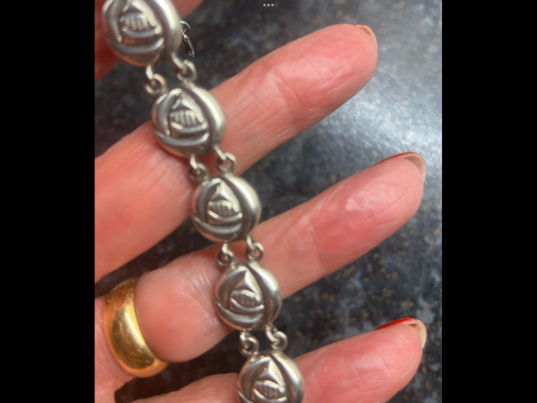 Solid Silver Bracelet, style of Charles Rennie Macintosh. Length 7/7.5” coll/del only