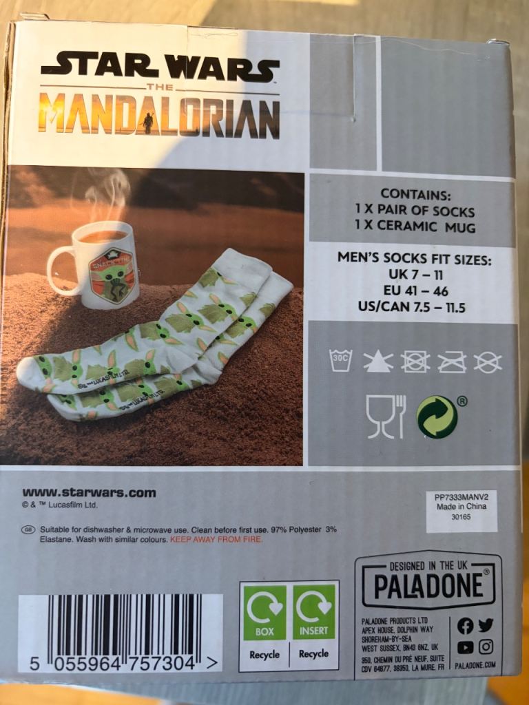 NEW Star Wars Mandalorian Baby Yoda Mug and Socks Set
