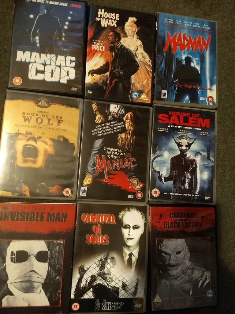 Horror DVDs. numerous titles. Classics