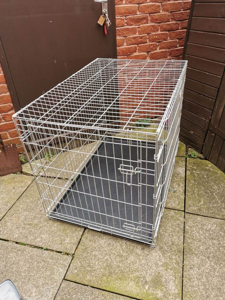 LARGE STURDY GREY PET CAGE FOR SALE L. 36 W. 24 H. 24 inches
