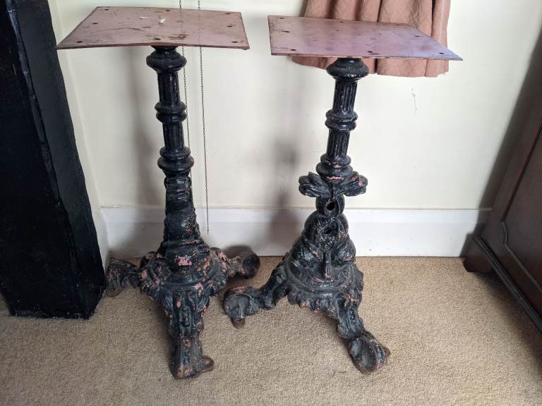 2 cast iron table bases 