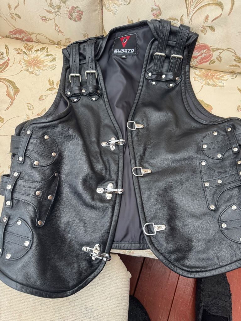 Leather motorcycle waist coat 