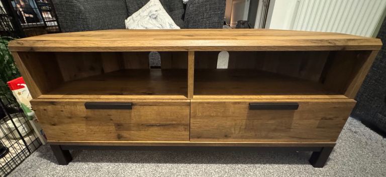 Next Dark Bronx TV unit - Oak effect
