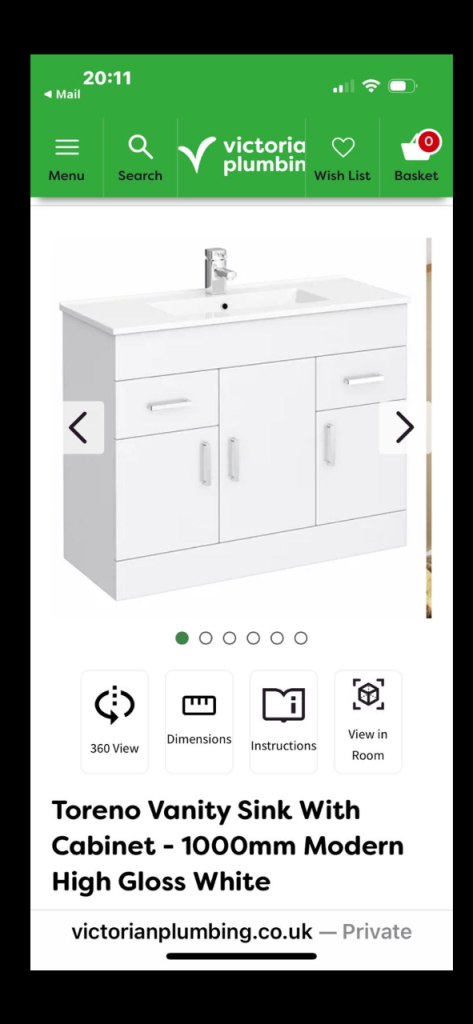 image for Bathroom Vanity Unit 1000mm Wide. £75 ono