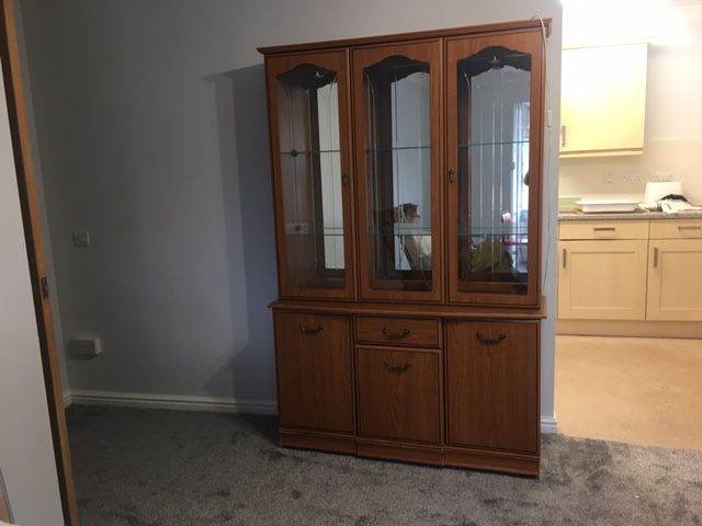 Wooden Sideboard with Glass Display Cabinet Top