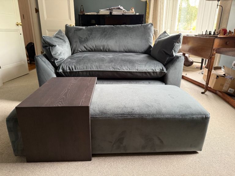 BRAND NEW Darling's of Chelsea Loveseat Sofa & Footstool - Dark Teal Velvet