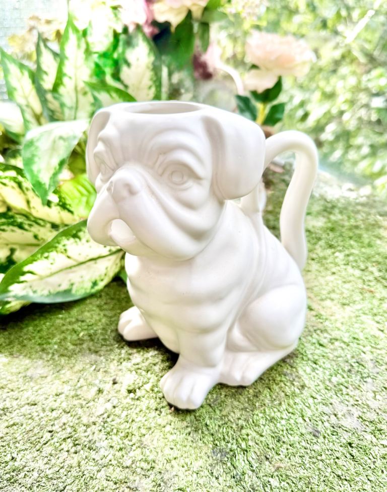 Cute White Pug Dog Decorative Jug  - As New