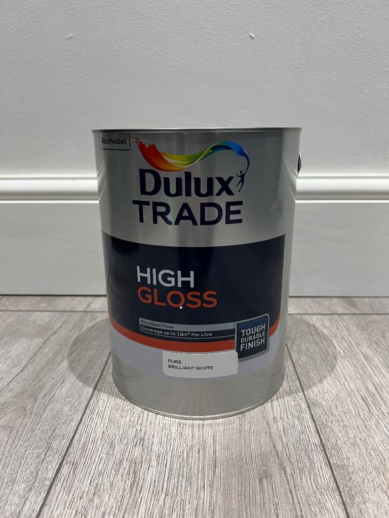 Dulux Trade High Gloss Paint In Pure Brilliant White 5L