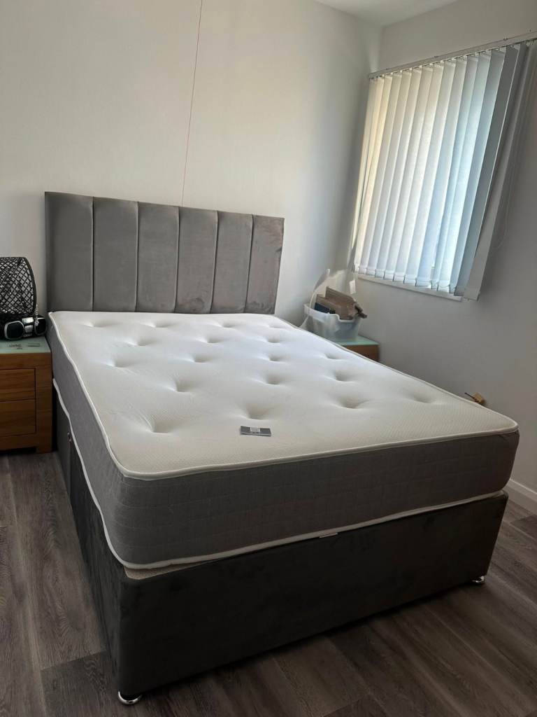 Brand New 4FT6 Double Divan Bed With Mattress For Sale, Quick Delivery, Book Your Order Now 📞🚚