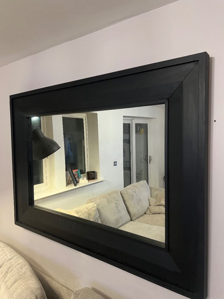 Solid Oak mirror (painted black) Measurements - 1.5m wide x 1m tall