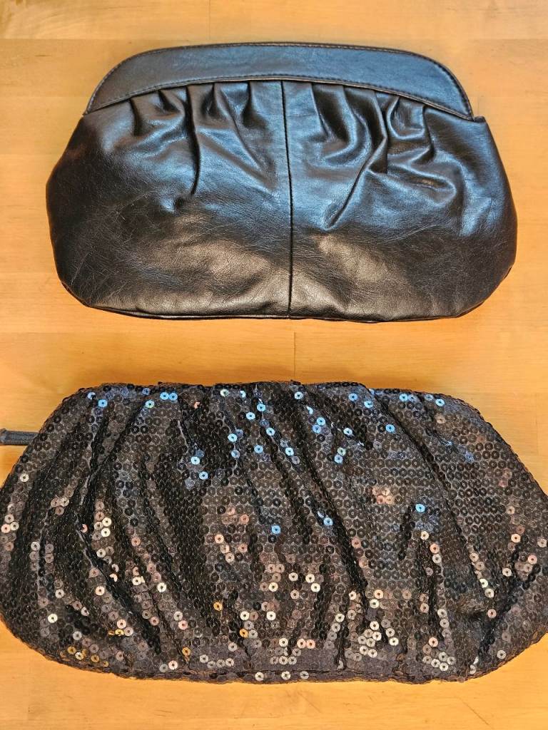 Pair of ladies black clutch bags / handbags £5