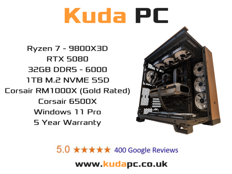 GAMING PC - Ryzen 7 9800X3D - RTX 5070Ti - 32GB RAM - 1TB SSD - 5 YEAR WARRANTY - KUDA PC