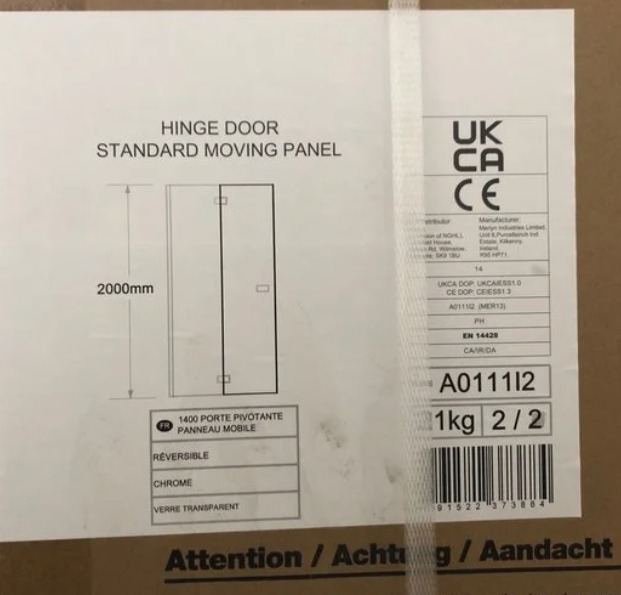 SILVER FRAMED 700MM X 2000MM SHOWER HINGED PANEL 