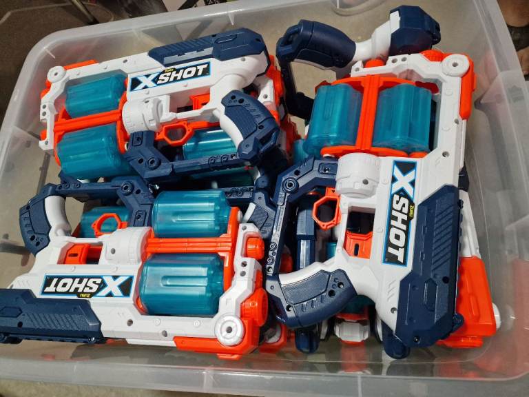 22 XSHOT GUNS - BULK SALE - with safety goggles, bullets and stick on targets. 