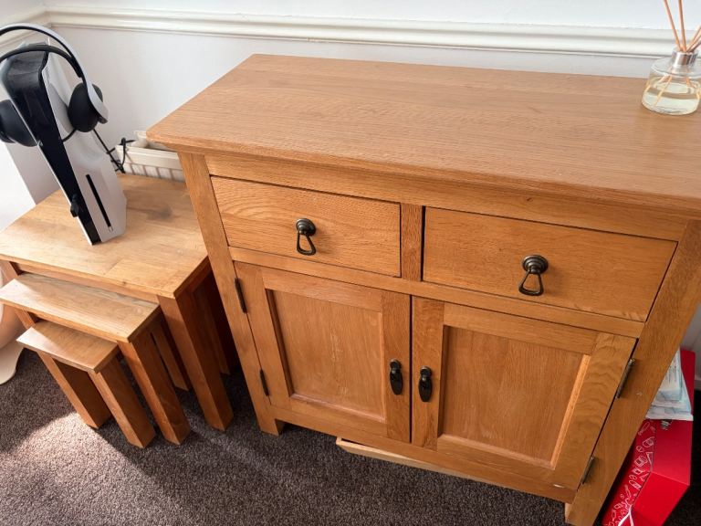 Solid Oak Sideboard with Drawers and Cupboard