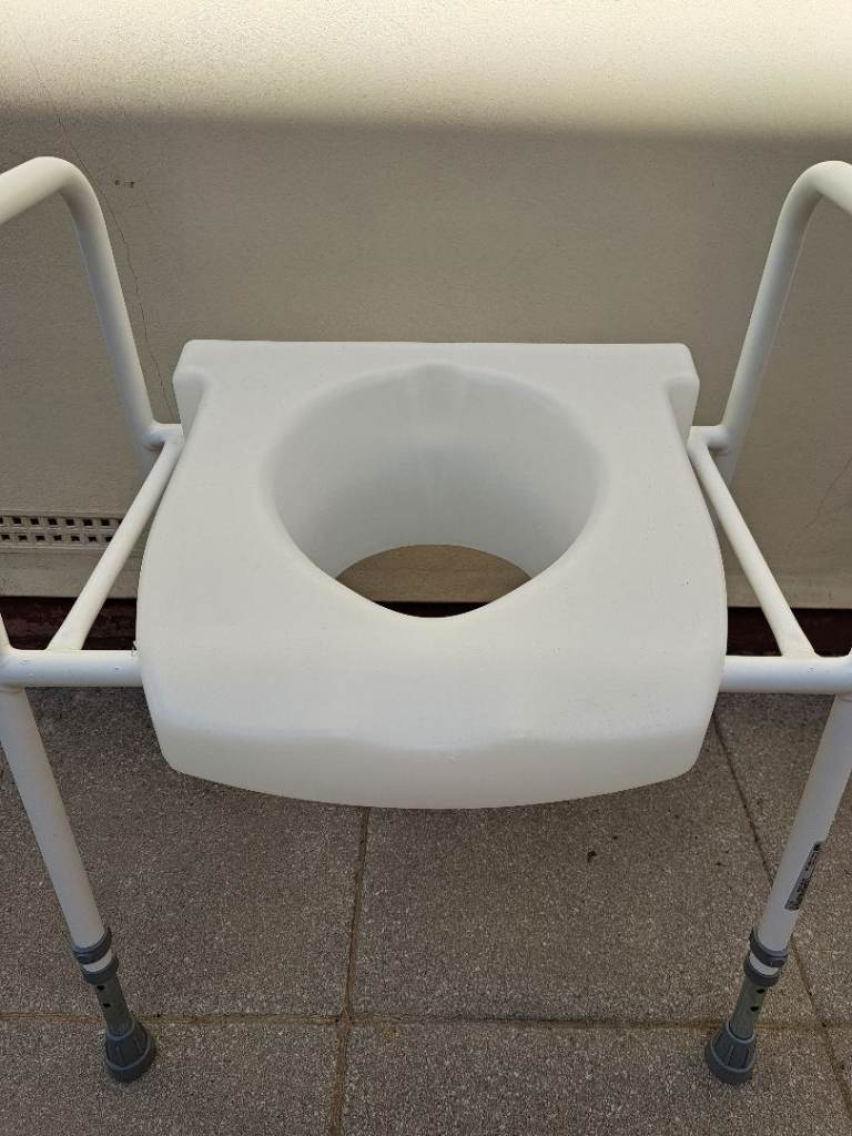welland medical Adjustable  Commode Chair - White, Good Condition